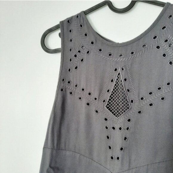 GENTLE FAWN Boho Tonal Embroidered Crewneck Tank Top Gray Sz S - Picture 3 of 15